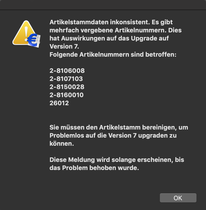 Artikelstamm Prüfung